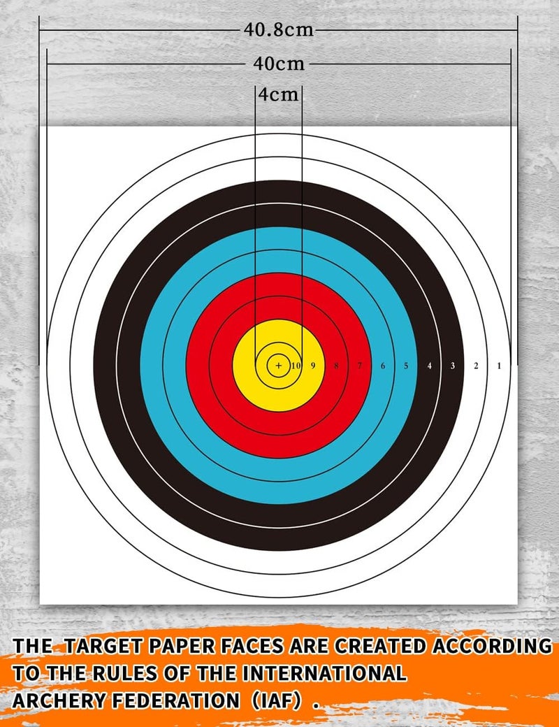 THREE ARCHERS Archery Targets Paper for Backyard 30/50pcs Standard Archery Target 40cm 10 Ring Bow and Arrow Target for Hunting & Shooting Archery Accessories for Target Practice - Image 2